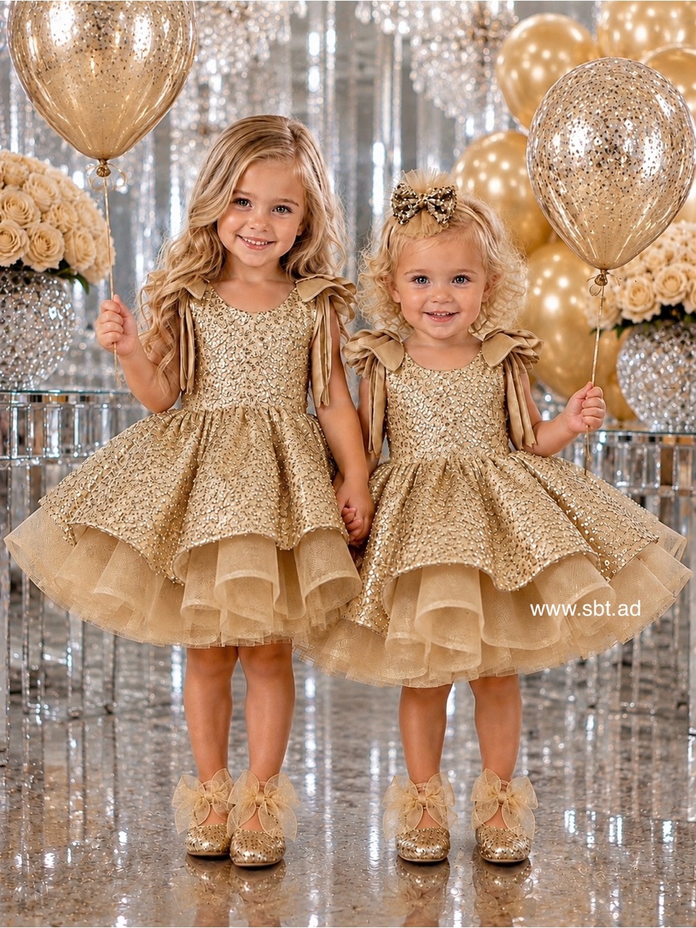 NWT Adorable Baby Girl Formal Dress Sparkling Sequins & Beads Flower Girl Gown - Picture 5 of 16